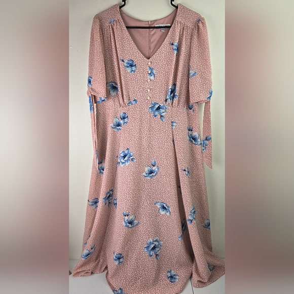 Floral Pink and Blue Women's Dress 14 - Picture 1 of 16